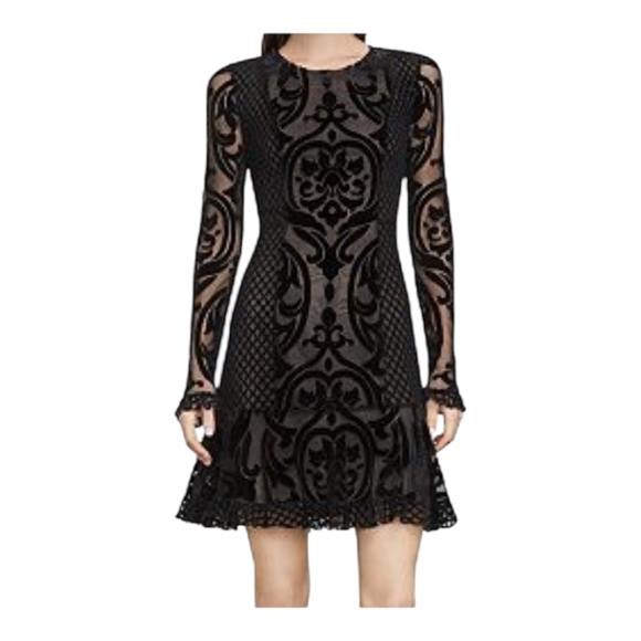 NWT BCBG MAXAZRIA Guinevere Velvet Burnout Dress - Picture 2 of 5